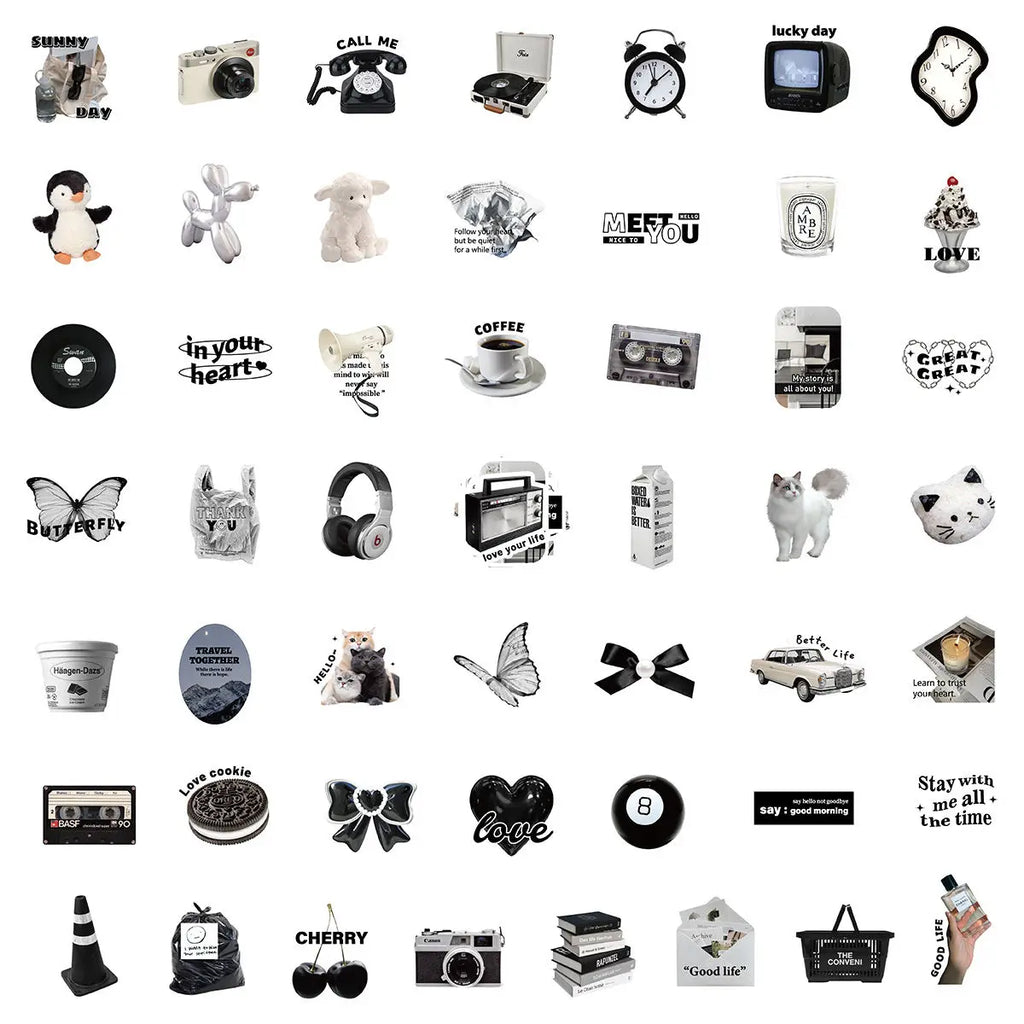 Etori Life 50pcs Cartoon Cute Exquisit Literary Objects Student DIY Laptops, Scrapbooks,Stationery Decoration Stickers