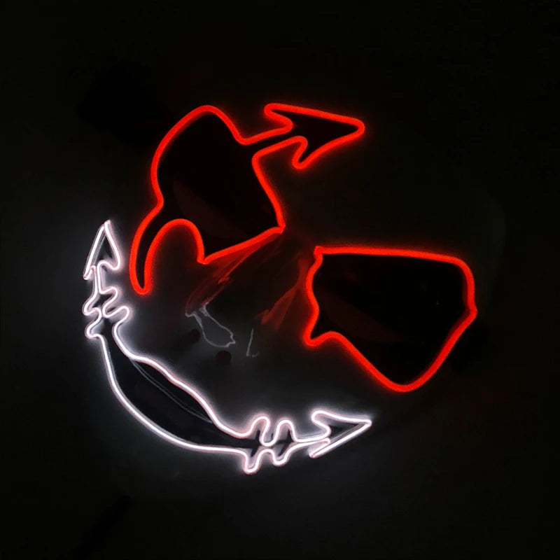 LED Hand-painted Mask Halloween Carnival Masquerade Cosplay Horror Accessory Men's Mask Weird Face Mask Glowing Mascara Disfraz