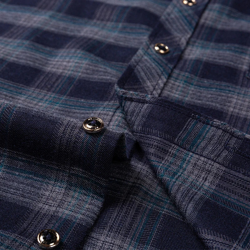 New Cotton Flannel Plaid Shirt For Men's Long Sleeve Regular-fit Brushed Single Pocket Soft Comfortable Casual Fashion Shirts