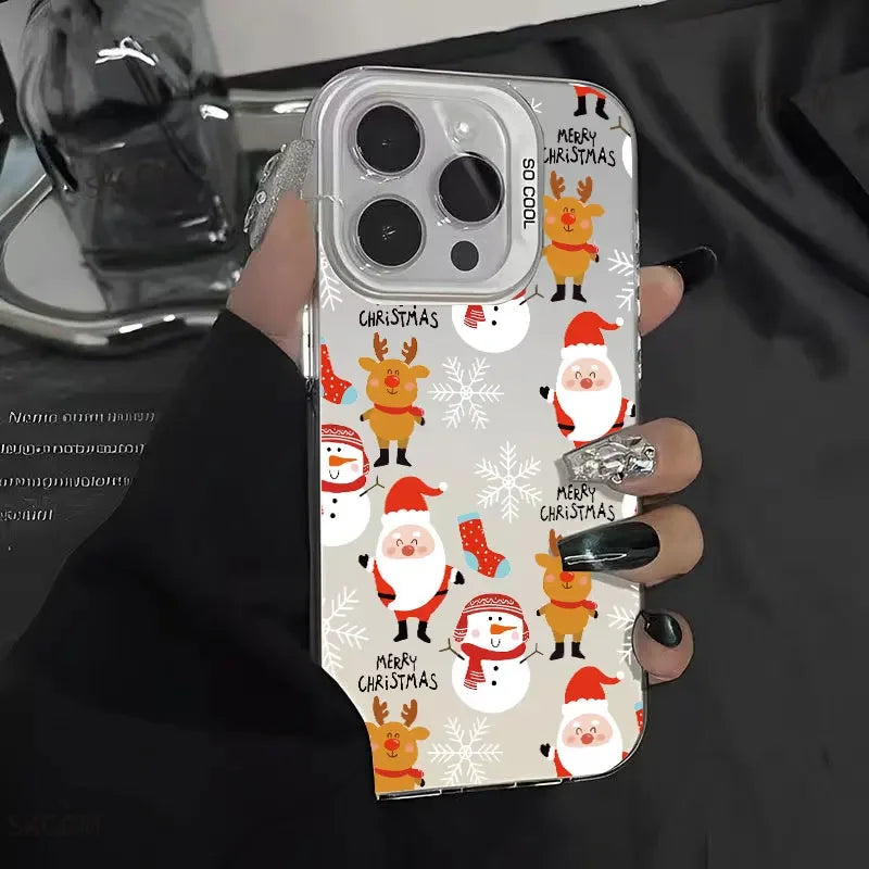 New Style Christmas Pattern Phone Case For iPhone 16 15 14 13 12 11 Pro Max XS X XR 7 8 16 Plus SE 2022 Shockproof Hard Cover