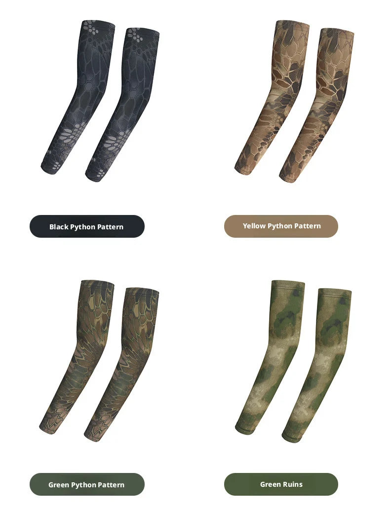 Sunscreen Camouflage Ice Silk Sleeves for Summer Outdoor Tactical Arm Protection, Suitable for Men and Women for Cycling,