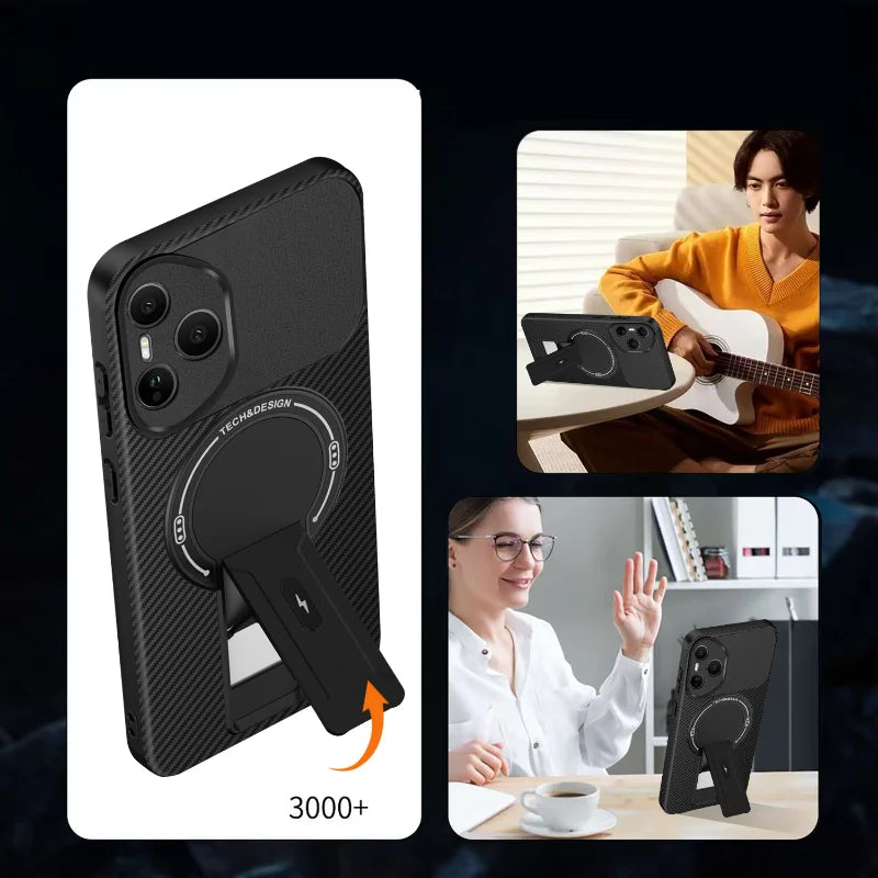 For Magsafe Wireless Charging Hidden Bracket Shockproof Phone Case For Honor 400 Pro X9C X6C X60 Pro Magic 7 Lite Back Cover