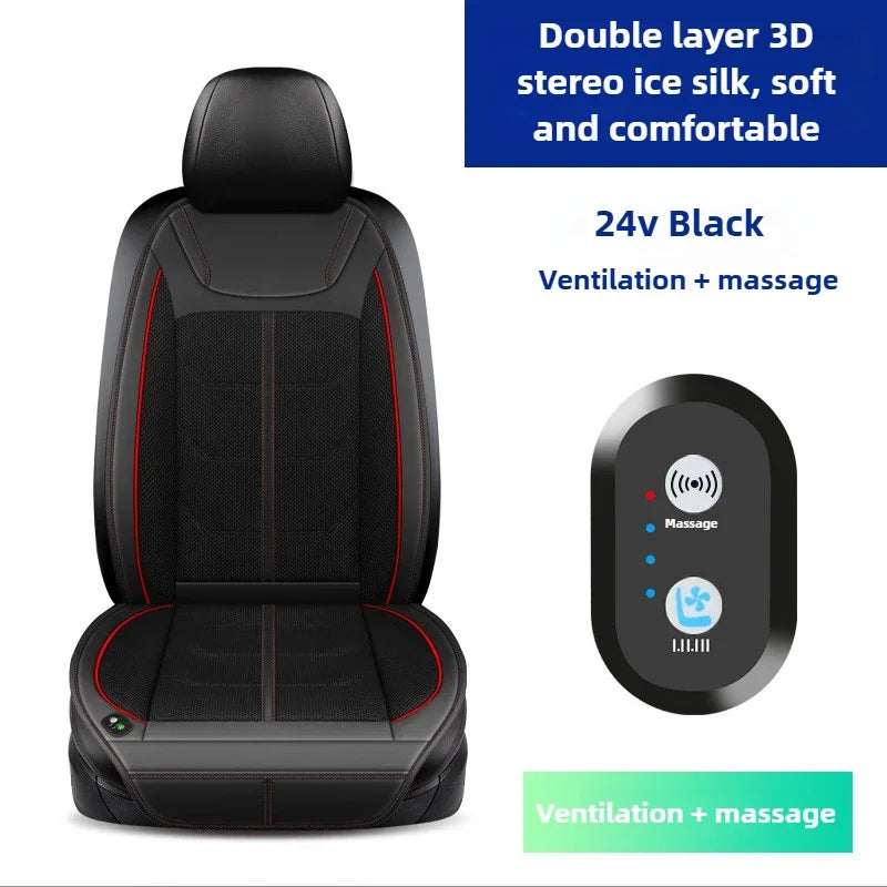 New Ventilated 12V 24V Cooling Car Seat Cushion Air Conditioned Heat Dissipation Ice Silk Pad Universal For Cars SUVs Trucks