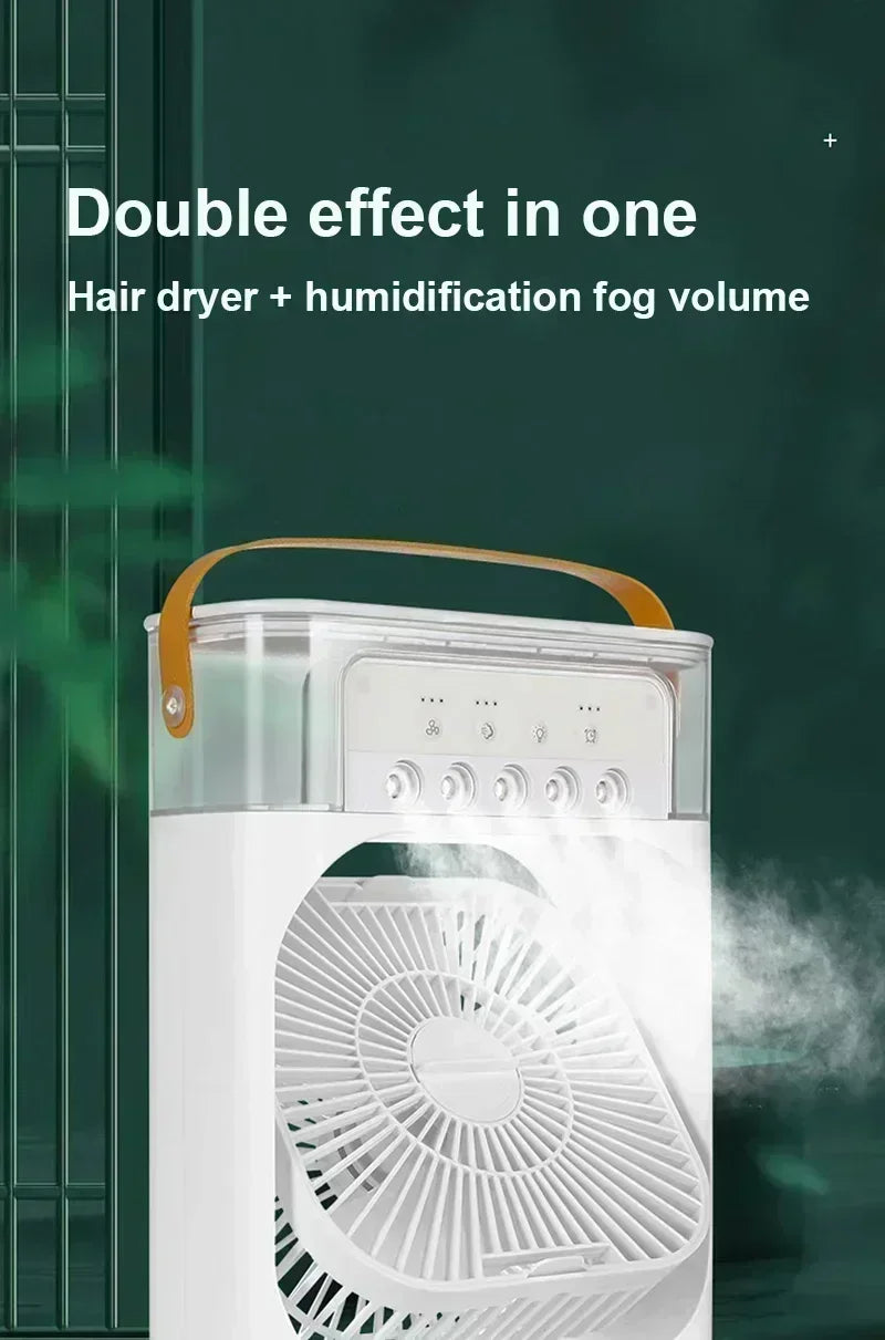 Summer Cooling Fan 3 In 1 Portable Desktop Humidifier USB Mini Air Conditioners Night Light Water Mist For Home, Office