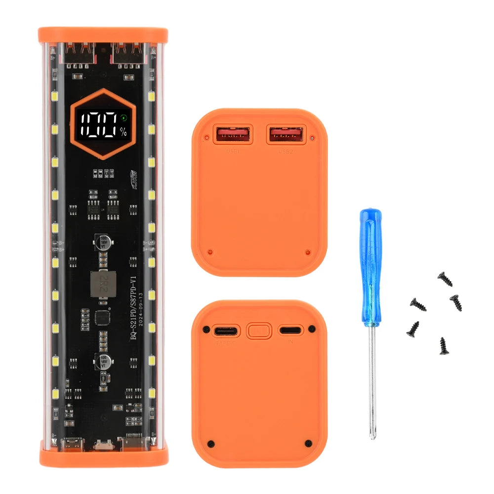 8 Slots 21700 Battery Case DIY Kit Mecha Transparent Quick Charge Flash Charger Battery Case Kit Power Bank Box Type C