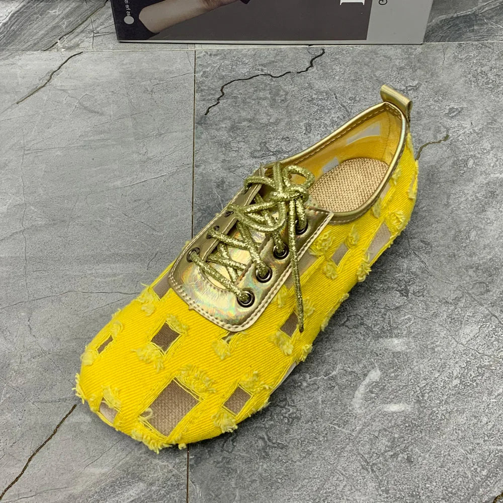 Summer Women Shoes Breathable Casual Flats Shoes Plus Size Lace Up Shoes Designers Shoes