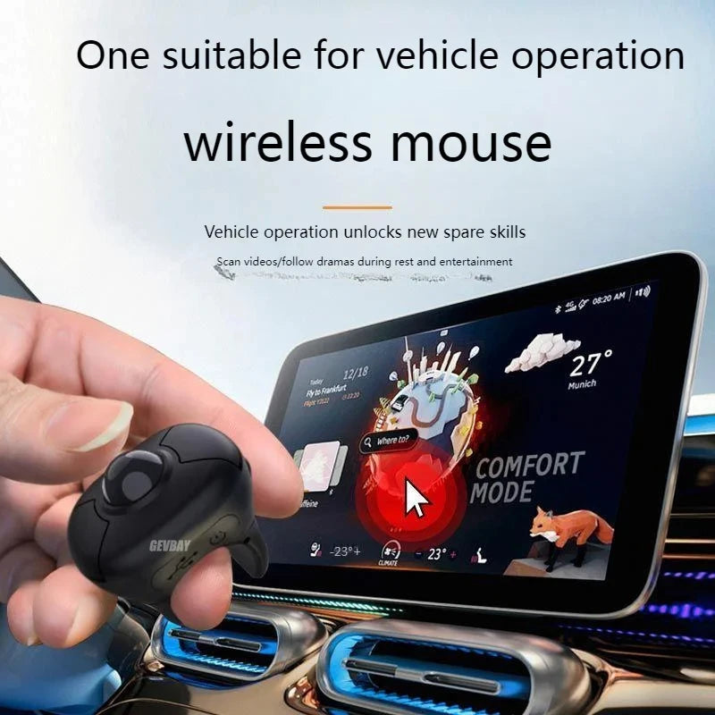 Trackball Finger Ring Mouse - 2.4G+Bluetooth Wireless Remote for Short Video/PPT/In-Vehicle Display