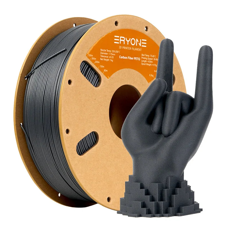ERYONE PETG Carbon Fiber 3D Printer Filament 1.75mm 1KG ±0.03mm Precision - High Strength & Stiffness for FDM Printers