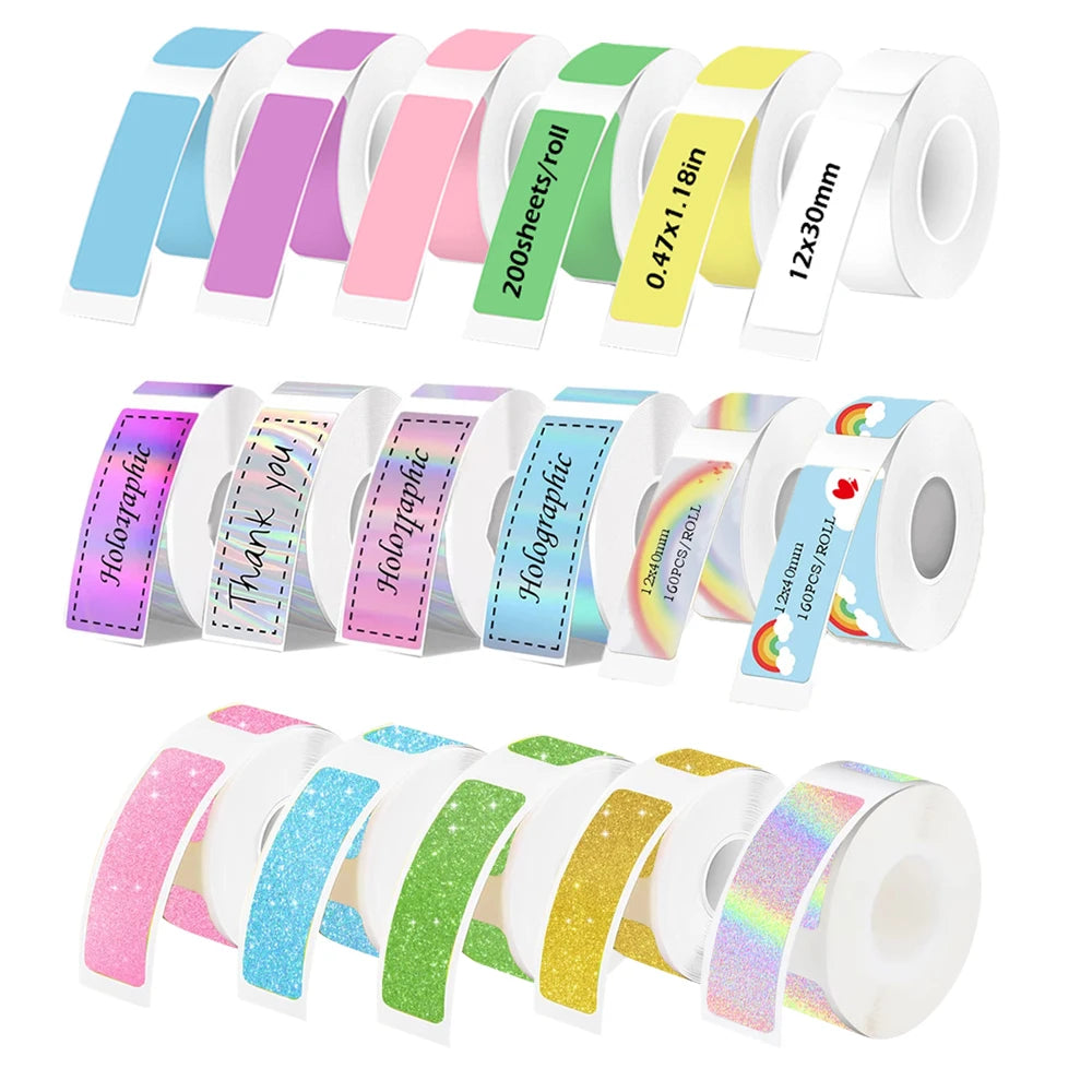 1Roll P12 P15 Thermal Label Sticker 12mm*40mm tape Compatible D30 Q30 Marklife P11 P50 L12 DELI Q2 Labeller