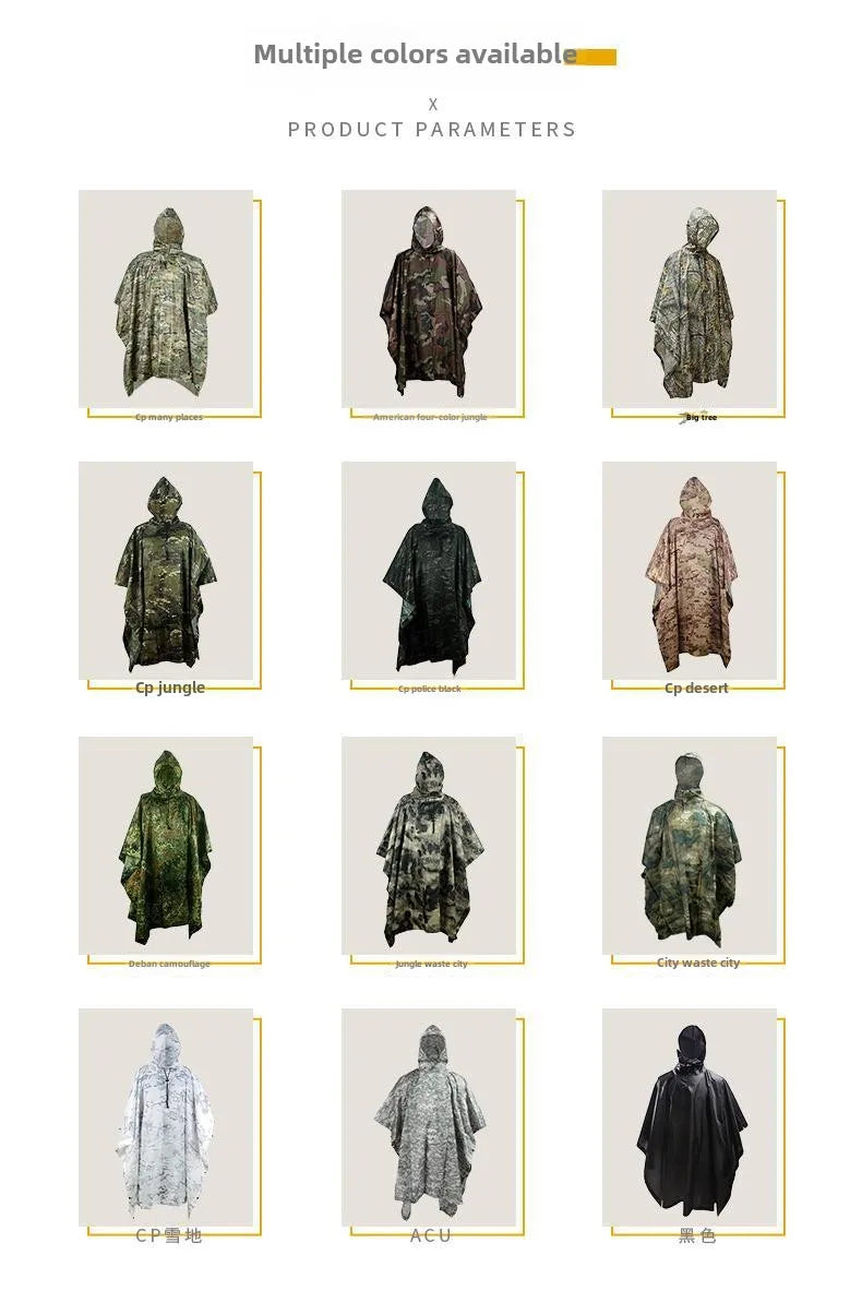 Outdoor Windproof Waterproof Multifunctional Three in One Outdoor Rain Shelter Hiking Cycling High-quality Adult Raincoat