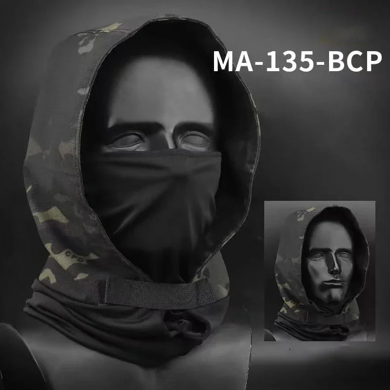 Tactical Hood Headwear Full Face Mask UV Protection for Men Women Ski Sun Hood Tactical Cycling Sports Masks for Hunting/Outdoor