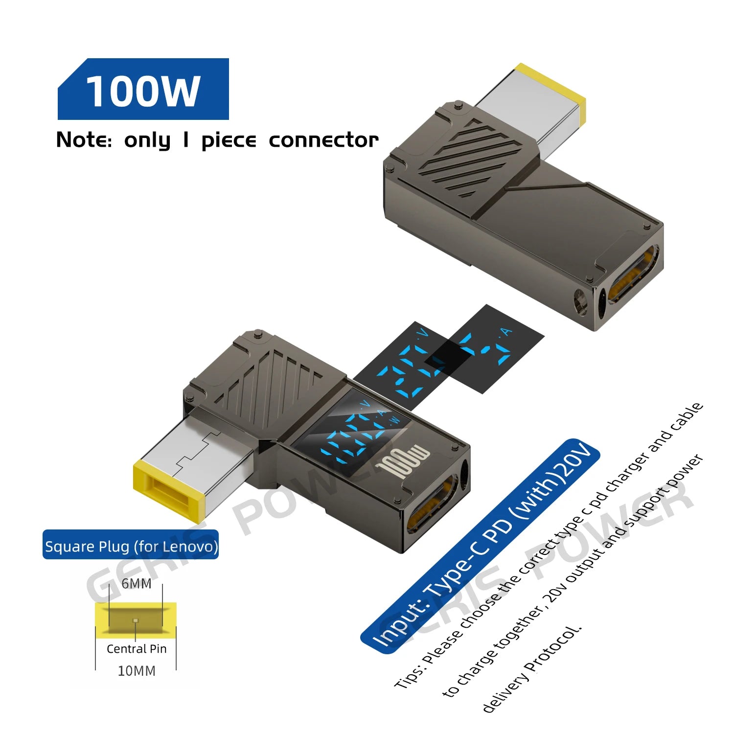 100W USB Type C Fast Charging Adapter Plug Connector Universal USB C to DC Laptop Charger Converter for Lenovo Dell Asus Hp Acer