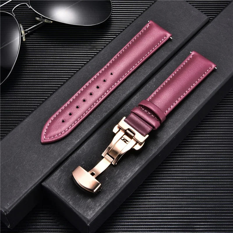 New Women's Business Commuter Strap 18mm 20mm 22mm 24mm with Automatic Butterfly Buckle Watchband