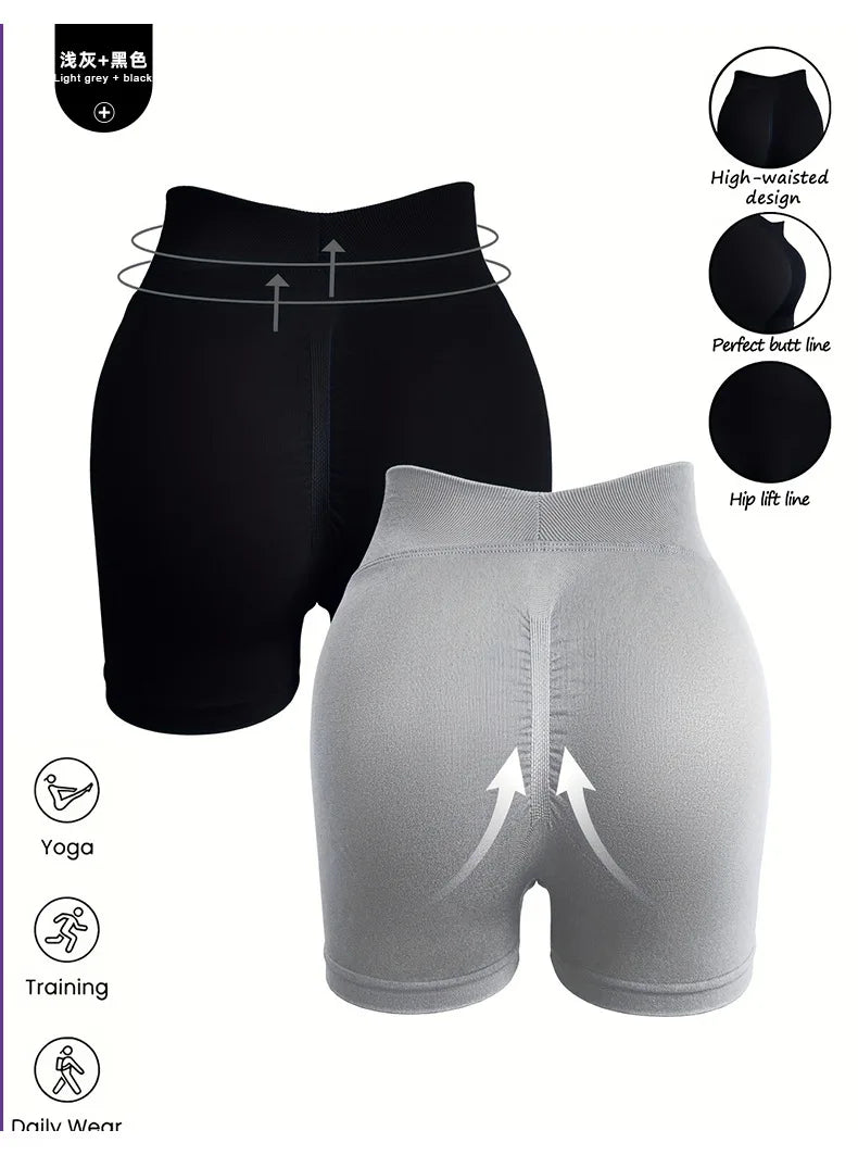 Women Summer V- Waisted Yoga Shorts Fashionable and Sexy Running Fitness Pants Gym High Elastic Hip Liftting Sports Shorts