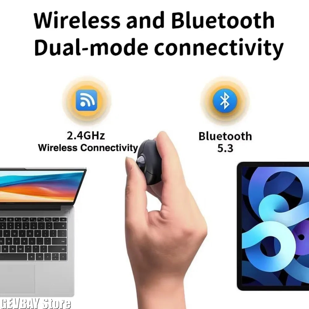 Trackball Finger Ring Mouse - 2.4G+Bluetooth Wireless Remote for Short Video/PPT/In-Vehicle Display