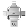 EAGET 4-in-1 OTG USB 3.0 Flash Drive[32GB/64GB/128GB/256GB] Type C Lightning Micro USB for iPhone Android, Memory Stick - i71