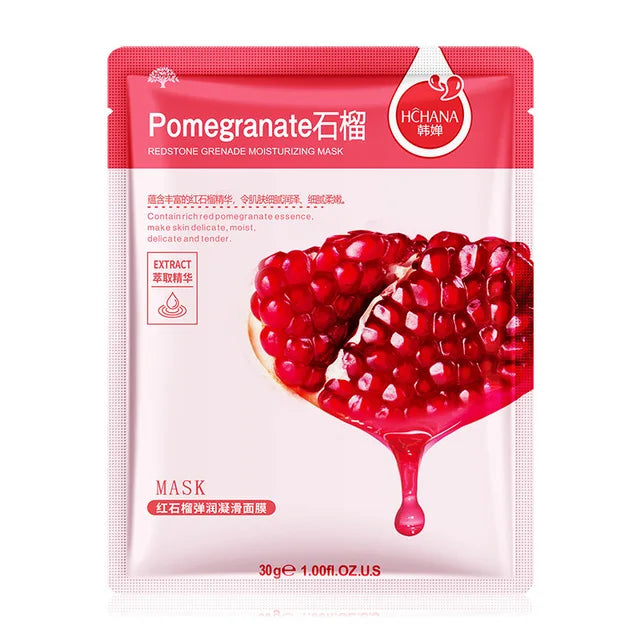 30pcs Natural Plant Facial Mask Moisturizing Oil Control Anti-Aging Fruit Aloe Korean Sheet Face Mask Beauty Skin Care Prodcuts