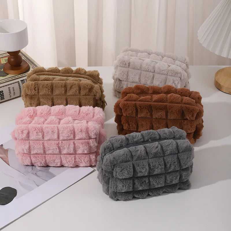 Office Supplies Zipper School Supplies Corduroy Pillow Plush Pencil Case Cosmetic Bag Storage Box Corduroy Makeup Bags