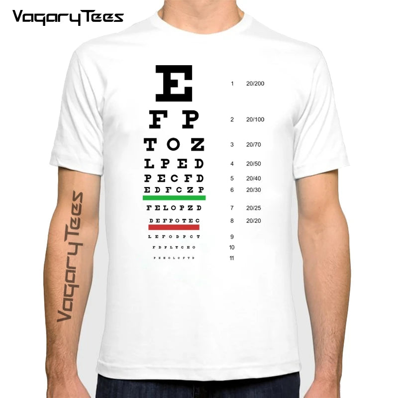 Creative Russian  Letter T shirt Men Russian Eye Chart Funny Printed Tops Short Sleeve O-neck Tshirt