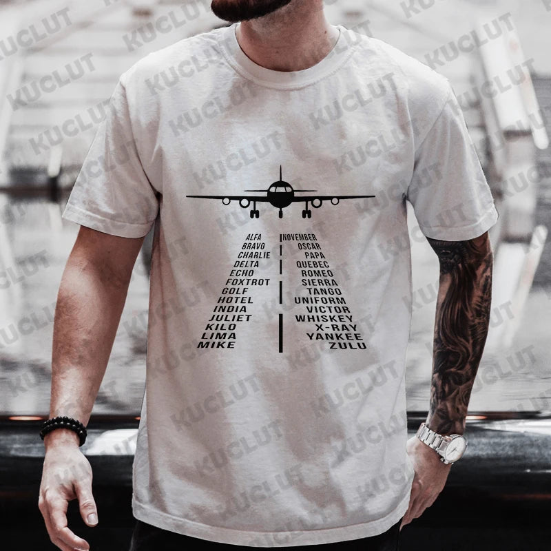 Airplane Travel Women Men T Shirt Summer Tops Women Men's Tops Funny Pilot Tee Aviation Alphabet Shirt Mens T Shirt Male Clothes