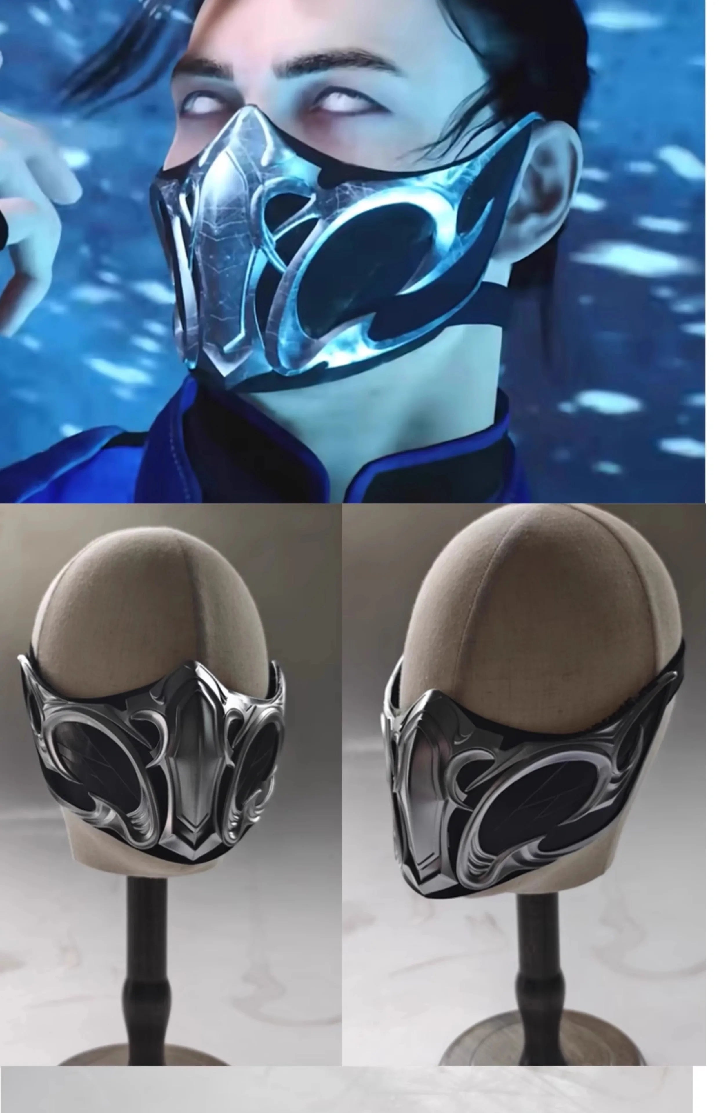Anime Game Mortal Kombat Sub-Zero Cosplay Mask Adult Men FRP Face Mask Props Halloween Carnival Role play Mask Acceseories