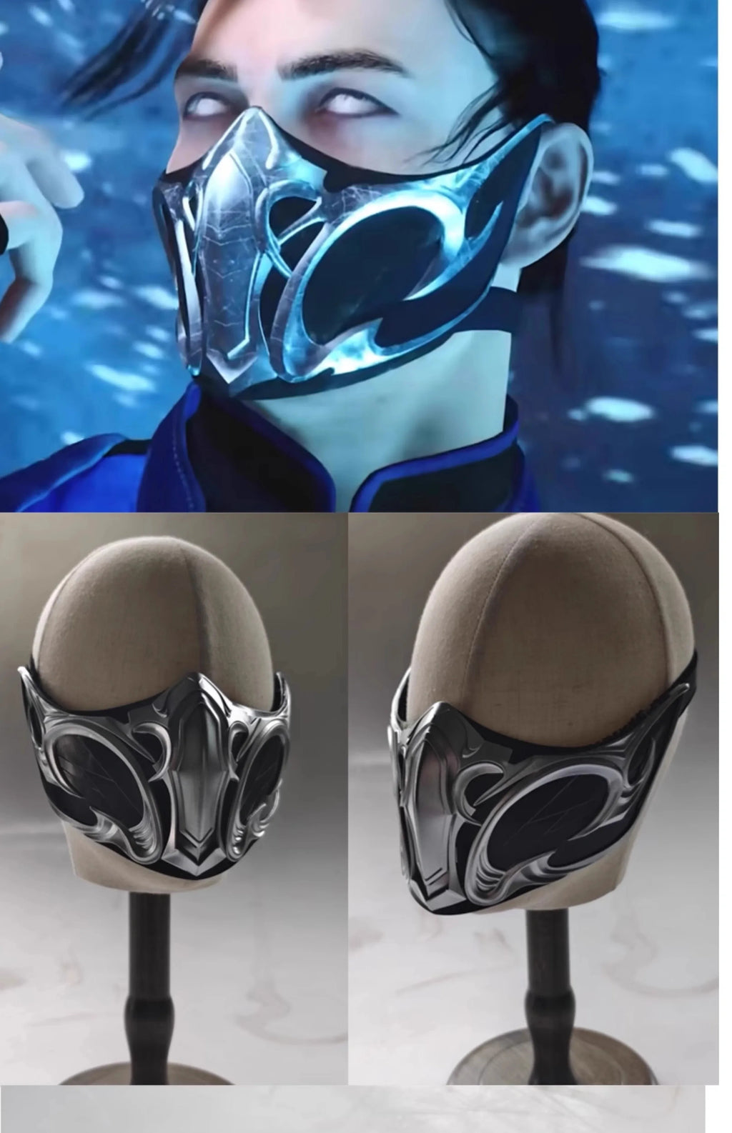 Anime Game Mortal Kombat Sub-Zero Cosplay Mask Adult Men FRP Face Mask Props Halloween Carnival Role play Mask Acceseories