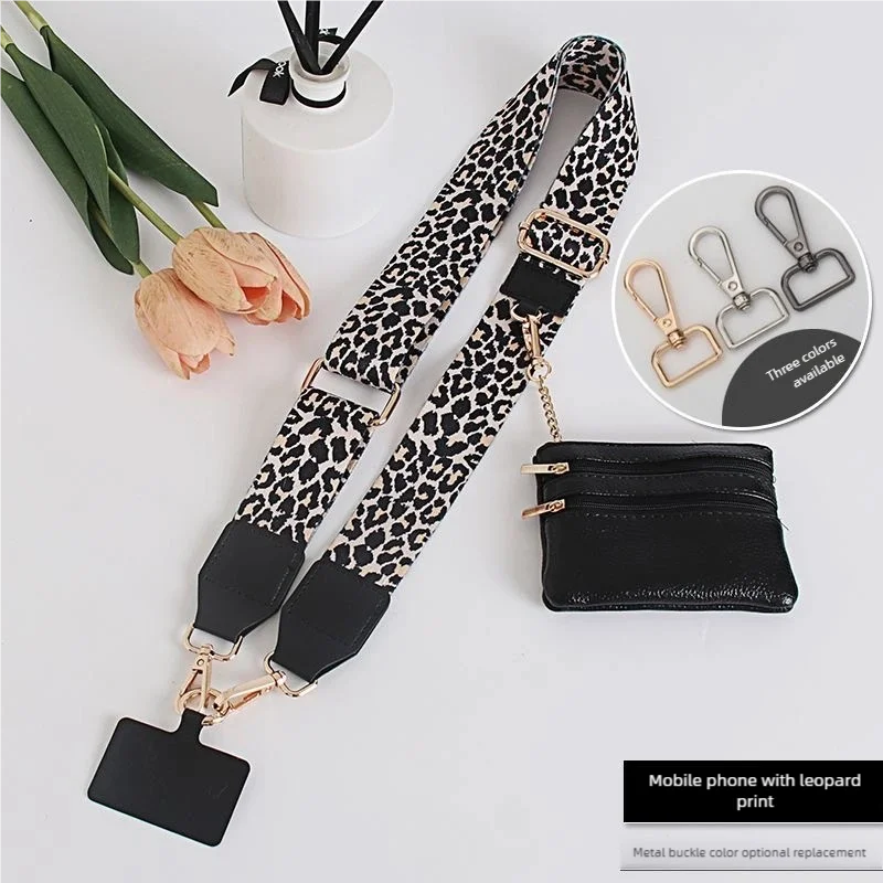 Phone Lanyard With Zippered Pouch Adjustable Perforation-Free Design Detachable Cross Strap