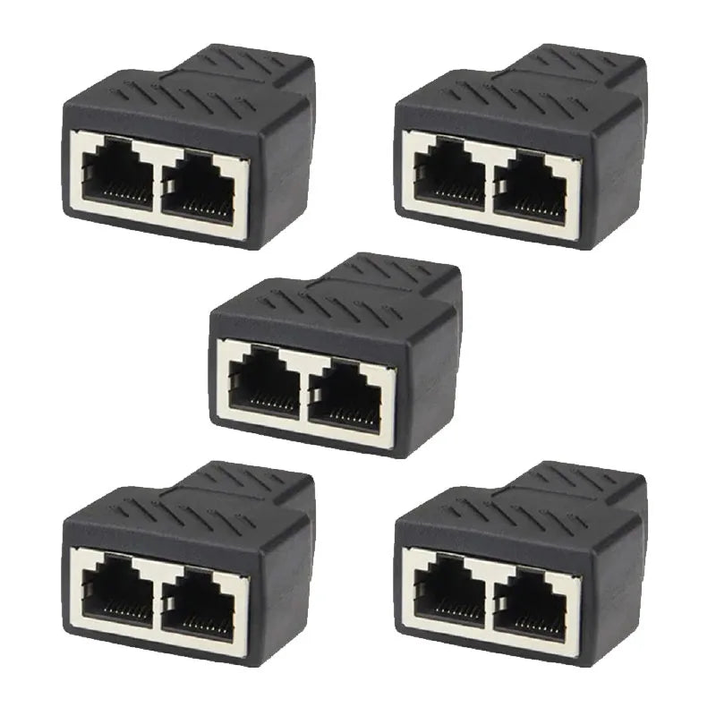 1/2/3/5pcs Network Rj45 Cable Port Network Cable Splitter Extender Plug Adapter Connector (8 Core) Split Into Two Splitter