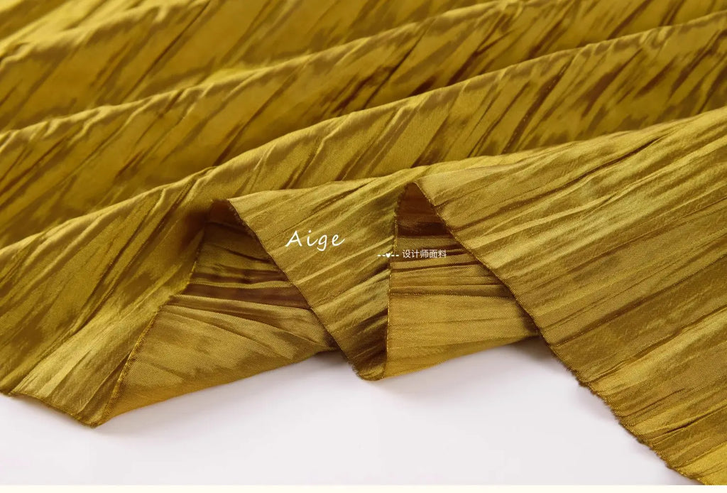Irregular Pleated Fabric Glossy By Meters for Dress Skirt Shirt Windbreaker Diy Sewing Designer Cloth Soft Comfortable Plain Red