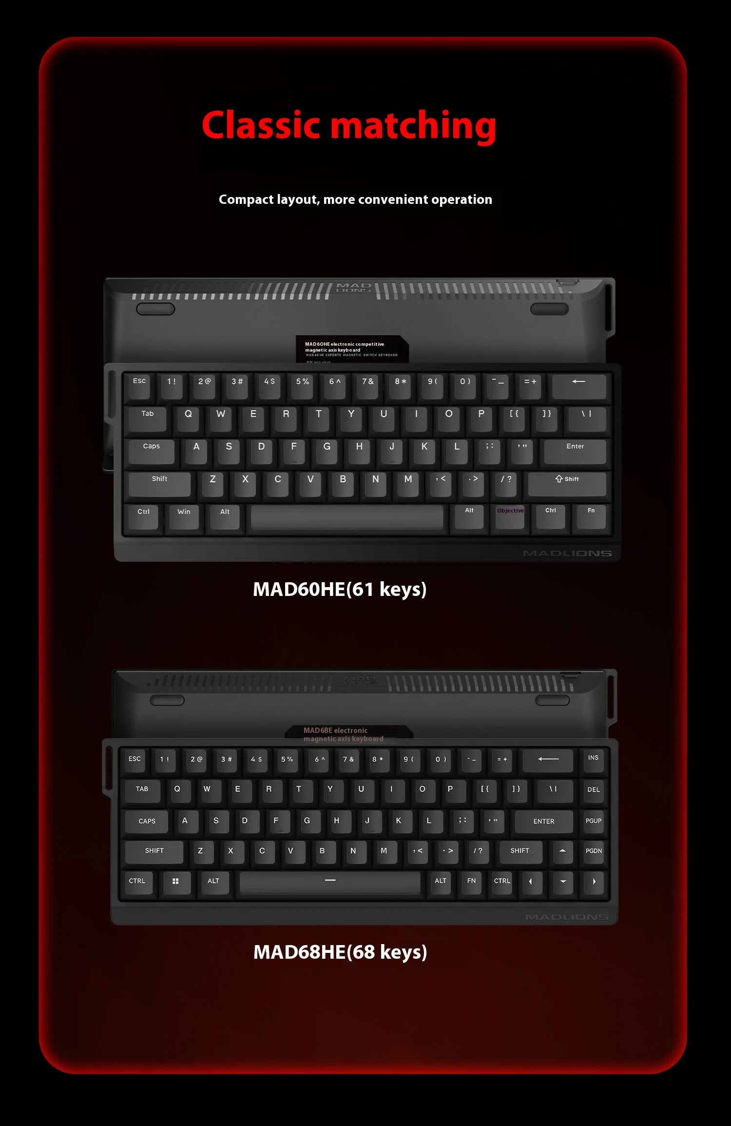 MADLIONS MAD60HE MAD68HE Magnetic Switch Keyboard Wired Mechanical Keyboard 8000Hz 0.01mmRT Valorant Gaming Keyboard Custom