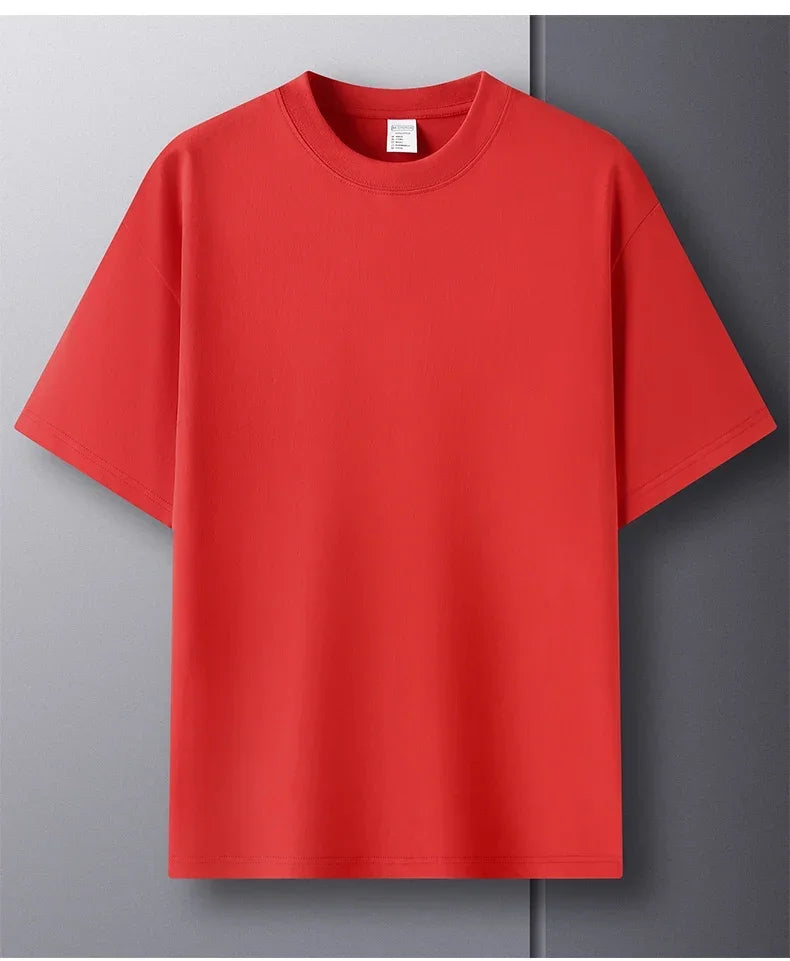 Summer  100% Pure Cotton Men's Short Sleeve Round Neck Fashionable Style Half Sleeved Top Breathable T Shirt Short Sleeve