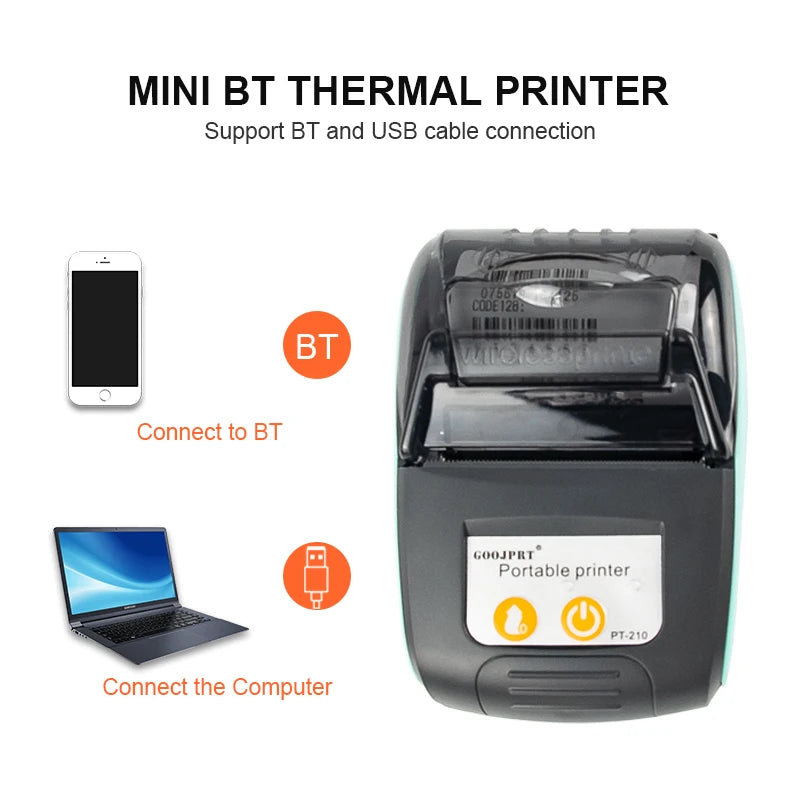 Mini Portable Thermal Printer Bluetooth For Phone Portable Printer Machine For Small Business 58mm Wireless Receipt Impresora
