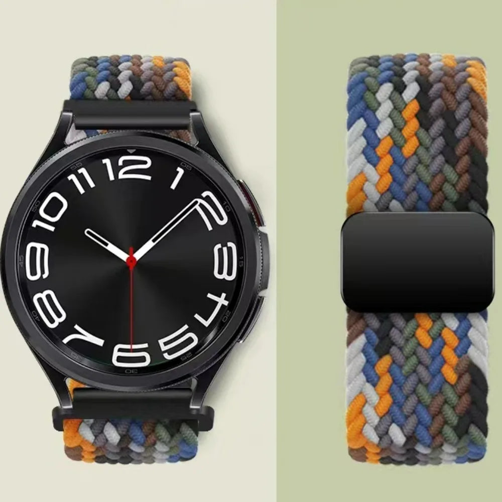 20mm 22mm Magnetic Bracelet for Samsung Galaxy Watch 7/6/Classic/5/4/3 Braided Nylon Strap for Huawei Watch 4/3/GT6 5 4 Pro Band