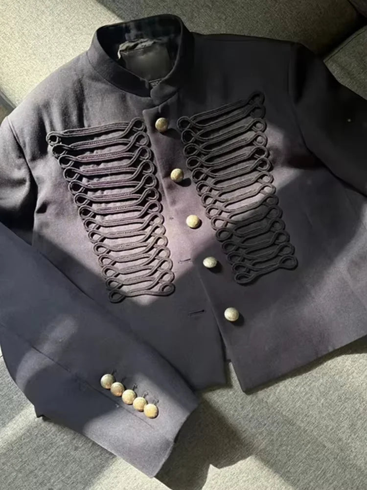 Fashion Women's Jacket O-neck Full Sleeve Single Breasted Female Napoleon Jackets 2026 Spring New Chic High Street Lady Coats