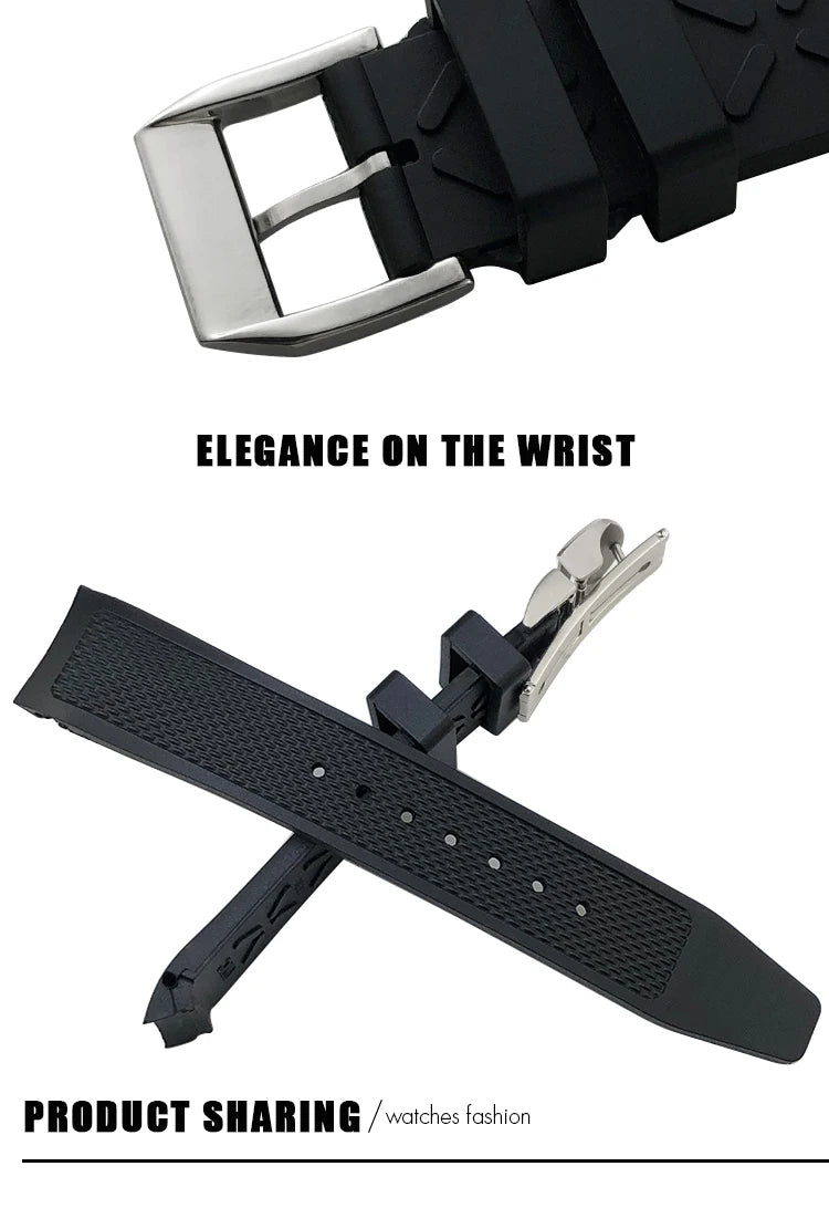 19mm 20mm Curved Rubber Silicone Watchband Fit for IWC Big Pilot Portofino Mark Black Blue Bracelets Diver Sports Watch Strap