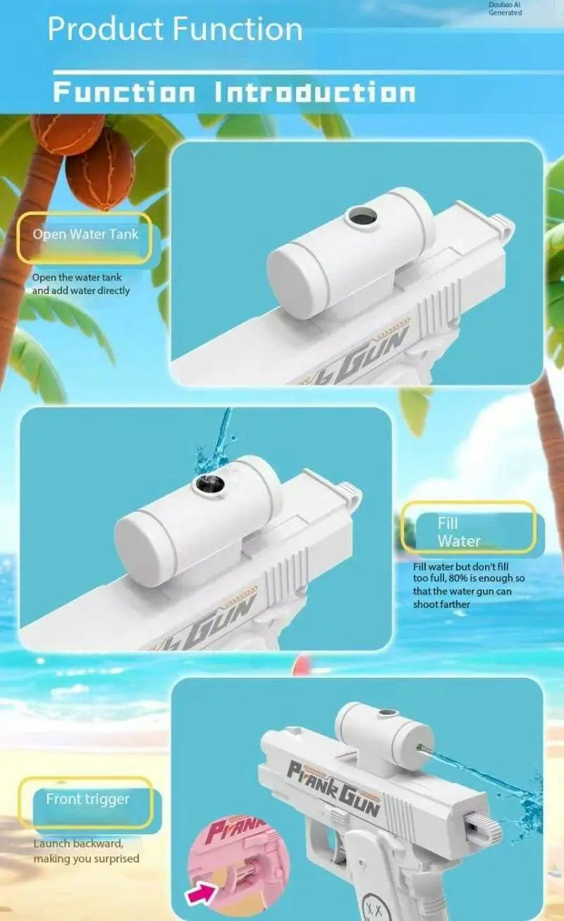 Summer Water Gun Toy - Double-Sided Prank Spray Fun, Reverse Splash Joke for Outdoor Water Fight, Cool Pool Beach Game