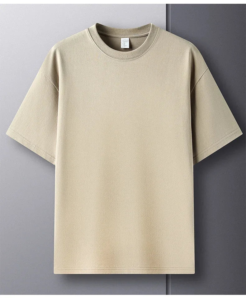 Summer  100% Pure Cotton Men's Short Sleeve Round Neck Fashionable Style Half Sleeved Top Breathable T Shirt Short Sleeve