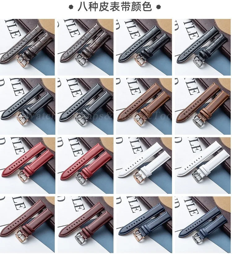 Genuine Leather Watch Straps For DW For Omega Watchband 12mm 13mm 14mm 17mm 18mm 19mm 20mm 22mm Women Men Sport Wrist Bracelets