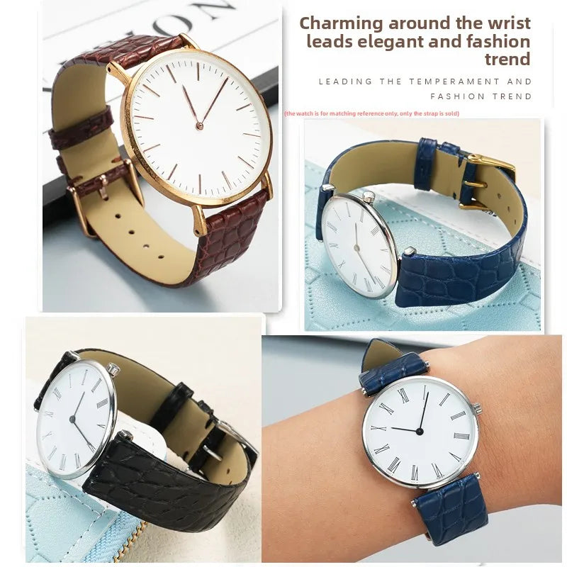 Alligator wacth strap Ultra Thin 12 13 14 15 16 18 20 22mm men women Black Brown Blue Crocodile Leather watchband For any brands