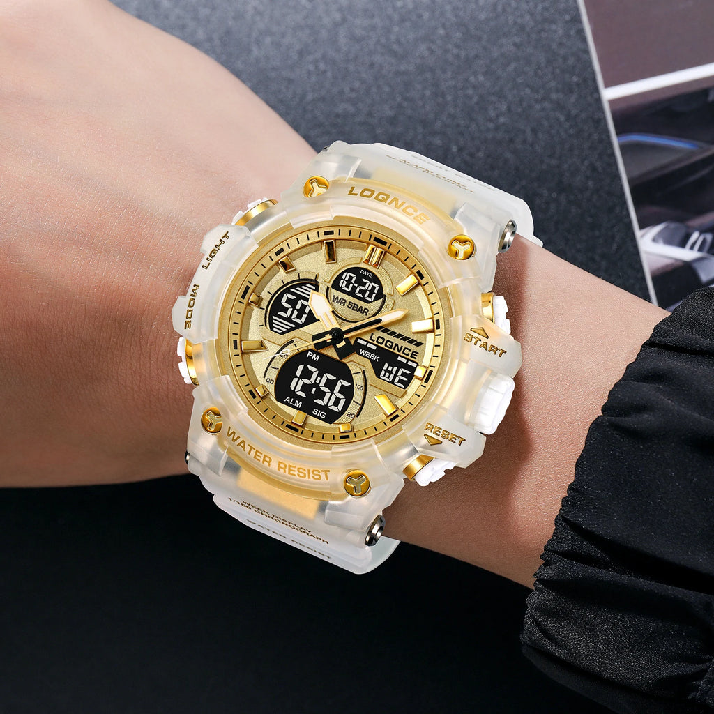 New LOQNCE 98007 Men's Watch For You 50M Waterproof Watches High Quality Movement Calendar Luminous Alarm Silicone Band With Box