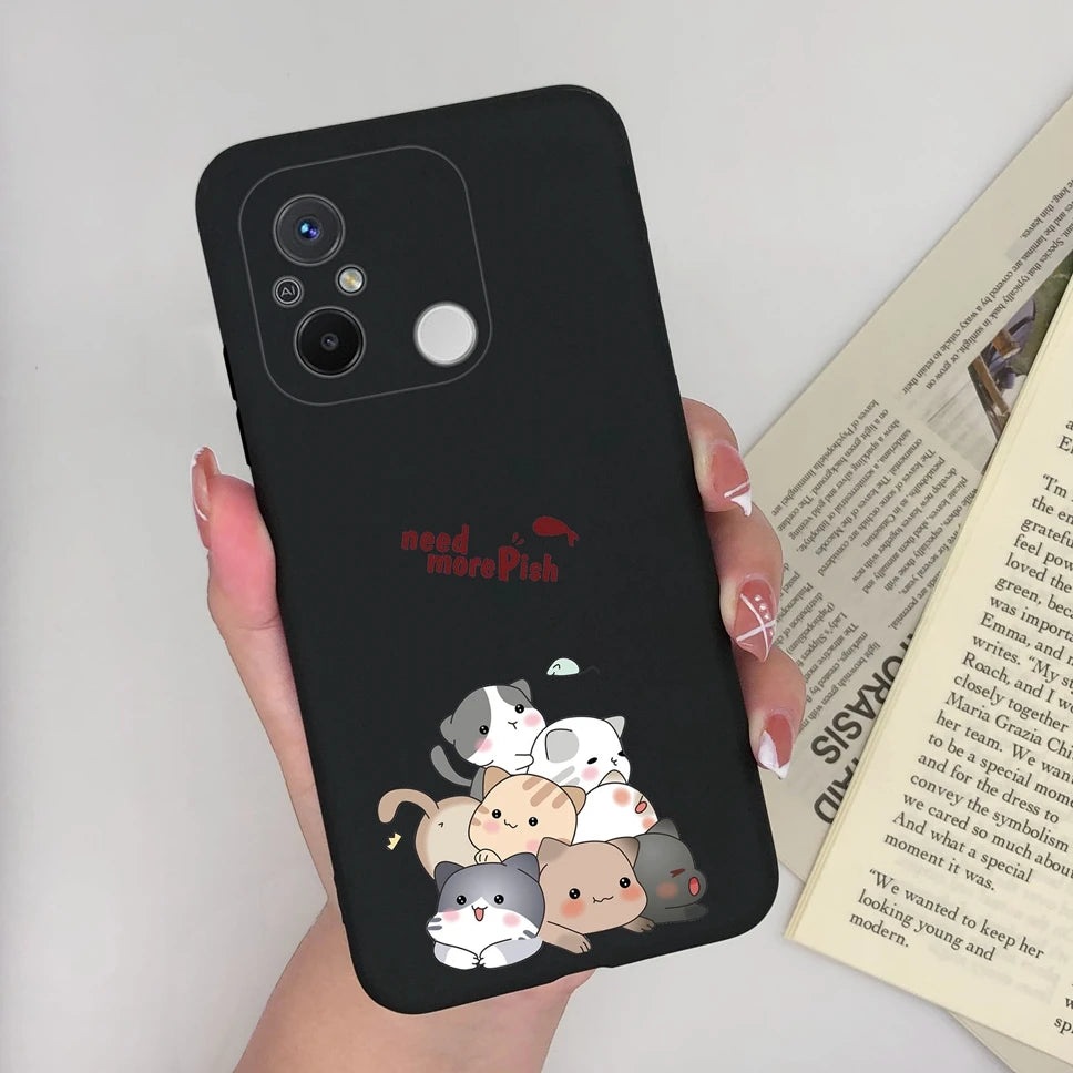 Phone Case For Redmi 12C 11A 4G Cartoon Dinosaur Soft Silicon TPU Matte Back Cover Coque For Redmi 12 C 11 A 4G Funda Capa Shell