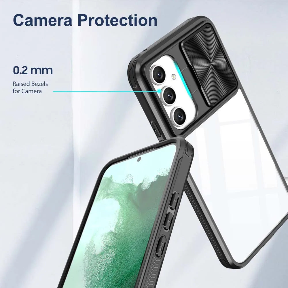 Transparent Slide Camera Lens Cap Case For Samsung Galaxy A14 A15 A35 A55 A05S A24 A34 A54 A33 A52 A32 A13 A23 Hard Full Cover