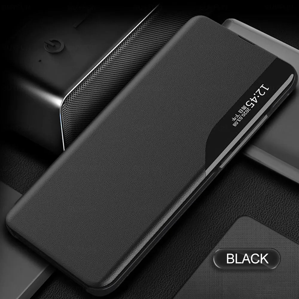 Window Magnetic Flip Phone Case For Samsung Galaxy S25 S24 S23 FE Ultra Plus + Book Leather Cover Holder Anti-fall Funda Coque