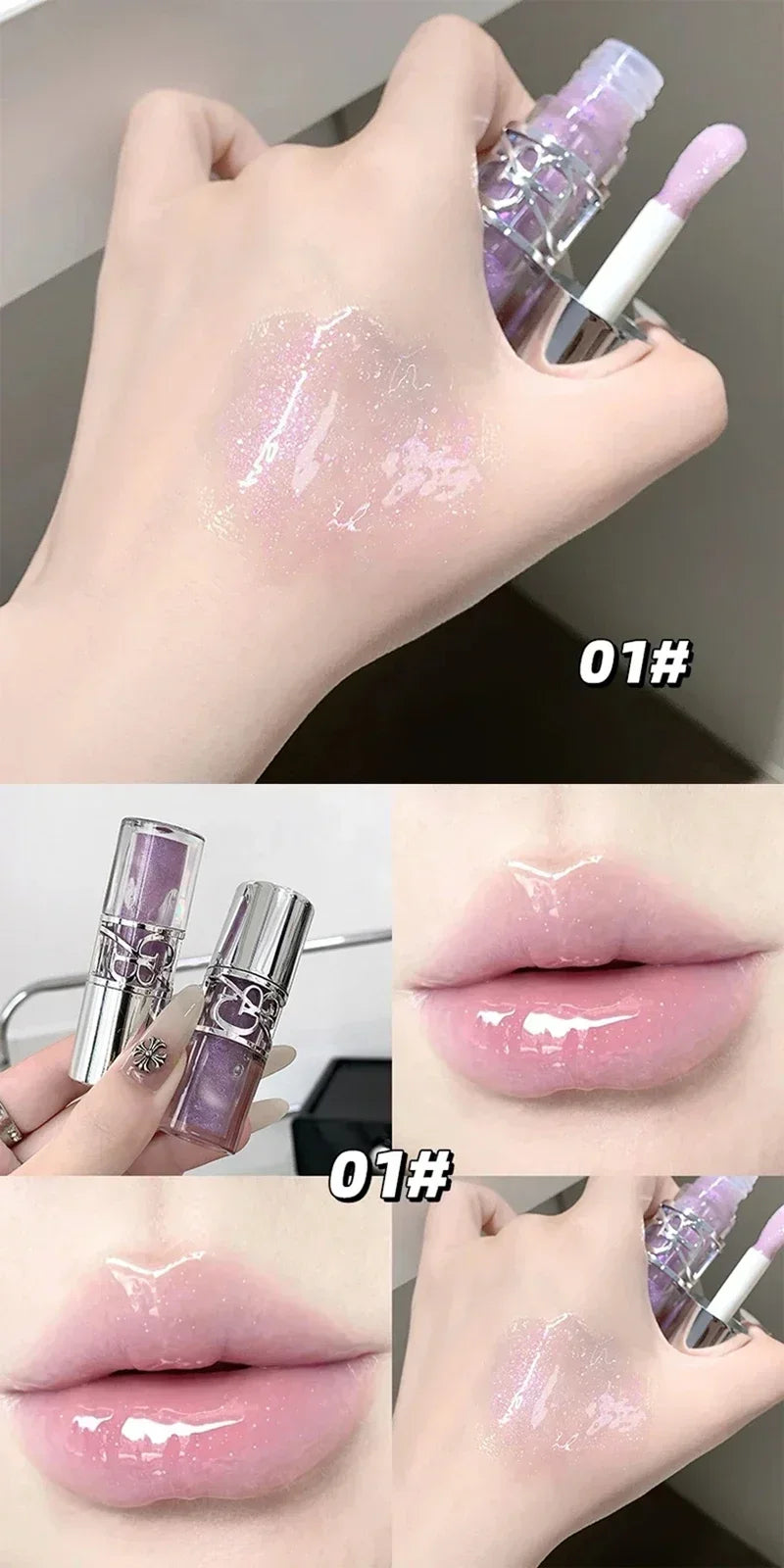 Transparent Moisturizing Lip Gloss Hydrating Drying Lips Mirror Lipstick Makeup Crystal Lip Oil Mirror Lip Glaze Tinted Plumper