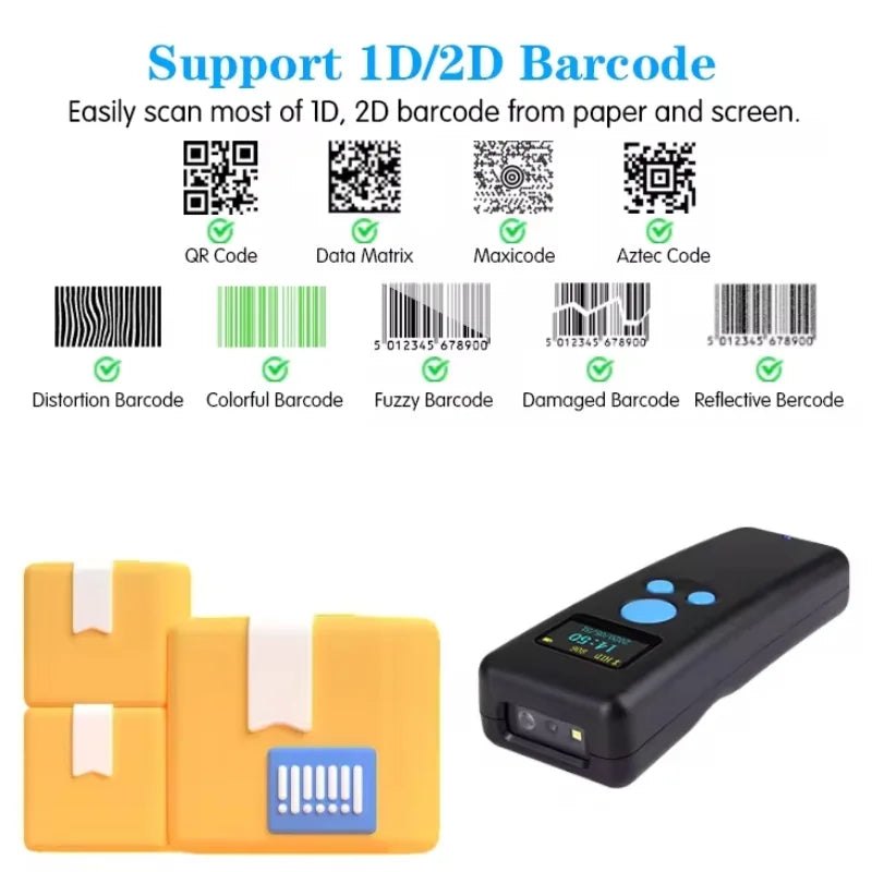 Portable scanner 2D Qr code Reader mini Scanner with screen