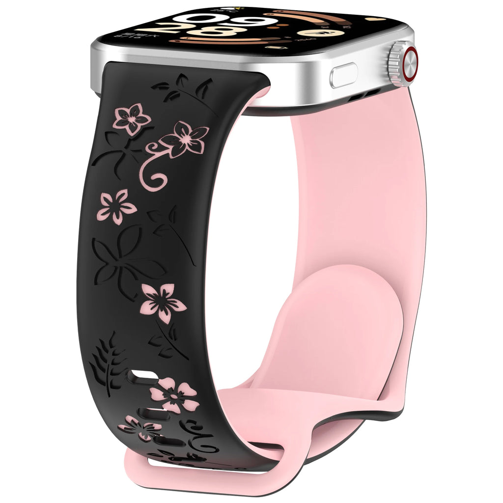Two tone floral carved soft silicone strap for Redmi watch 4/5/6/Mi Band 8/9 PRO,suitable for Halloween,Thanksgiving, Christmas