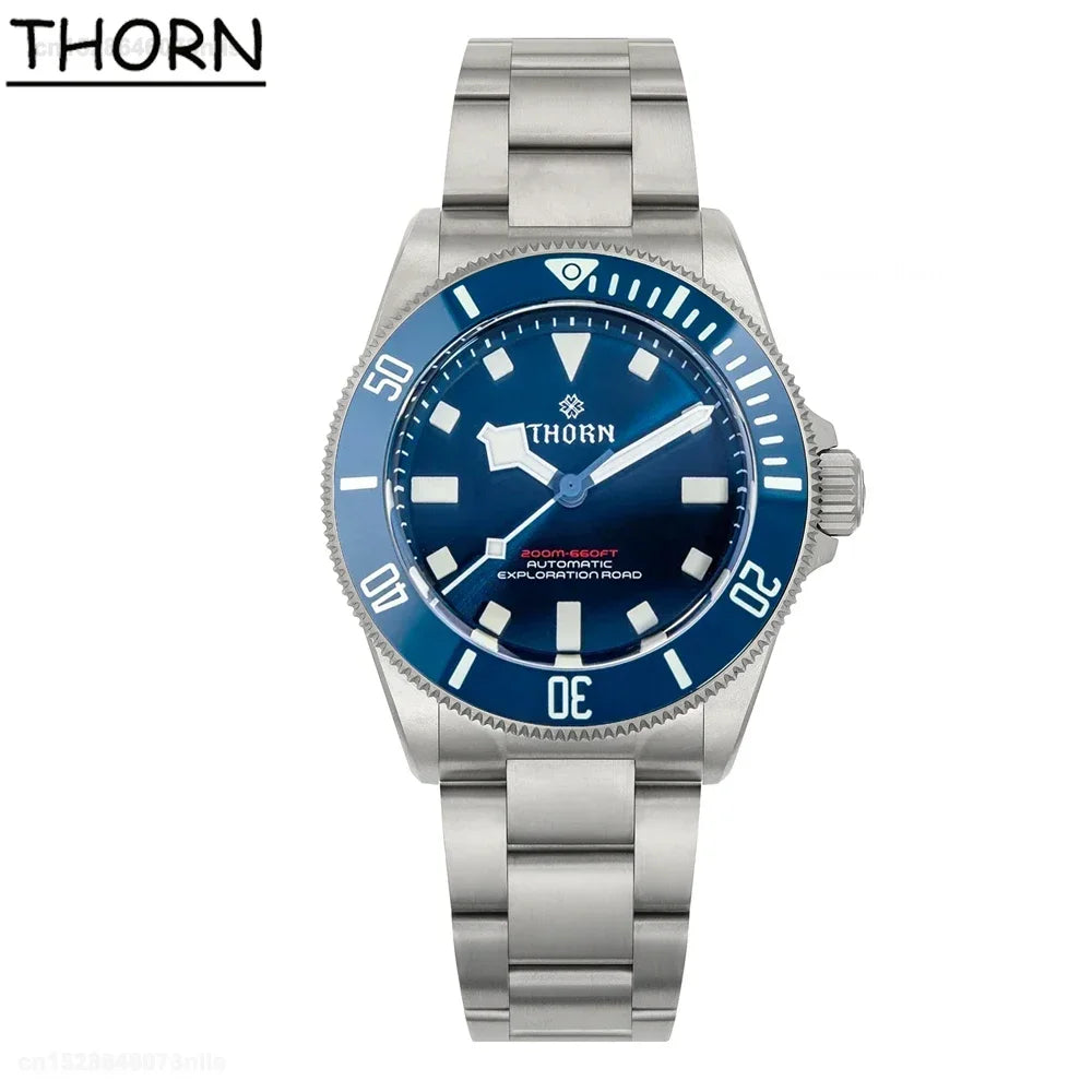 THORN 39mm Titanium Watch Homage Vintage PT5000 Movement Automatic Sapphire Crystal C3 Super Luminous 200M Waterproof Watches