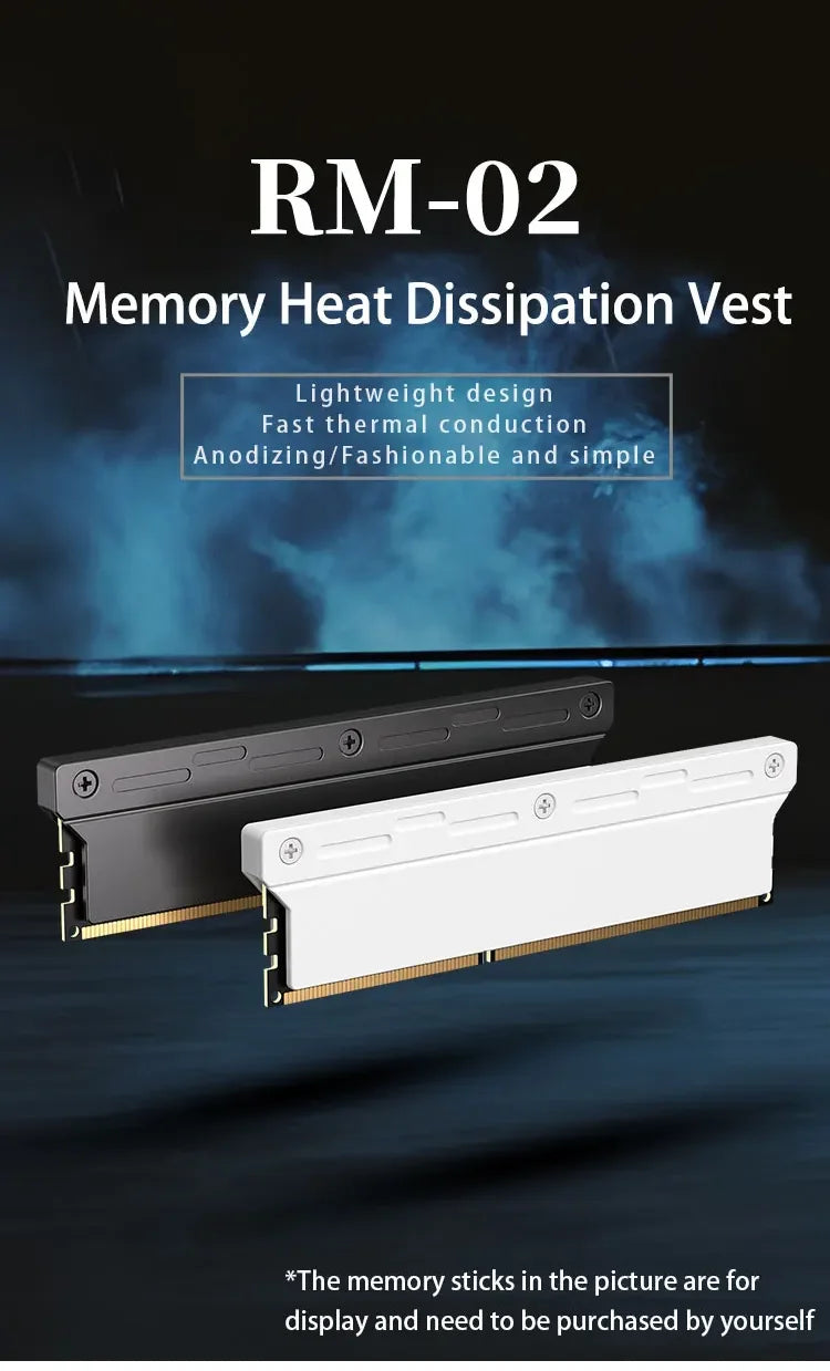 Computer RAM Memory Heatsink Cooler with Thermal Conductive Pad for Desktop PC Memory DDR2/DDR3/DDR4/DDR5