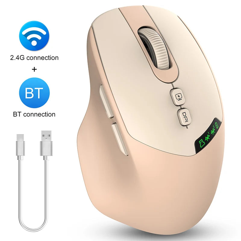 T02 Pro Wireless Mouse OLED Display,Dual Bluetooth/USB Connection,Quiet Design and Compatible with PC/Notebook