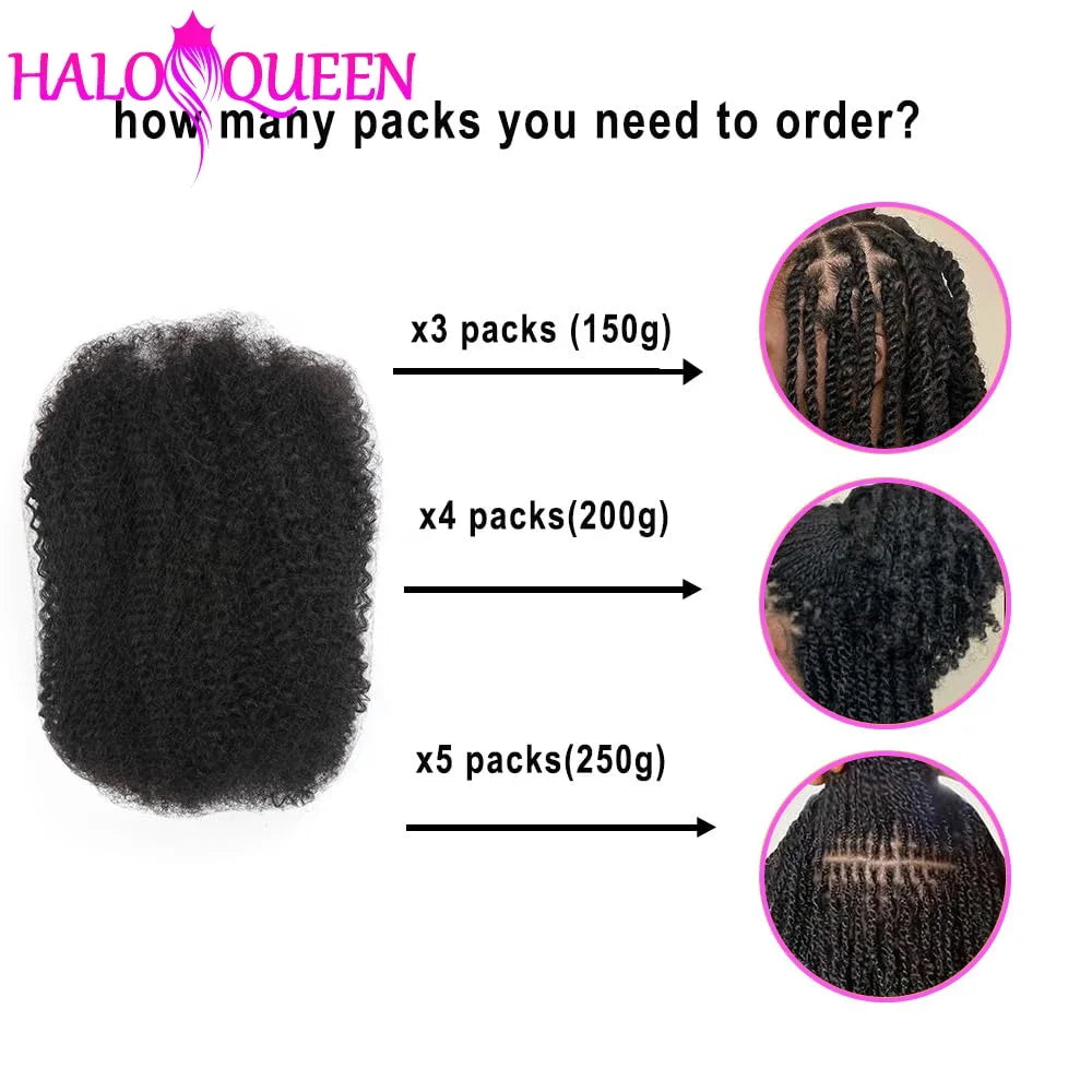 Human Braiding Hair for Boho Braids Afro Curl Human Hair Bulk for Braiding Wet and Wavy Brazilian Virgin Human Hair for Braiding